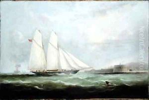 Schooner Yacht Esmeralda Approaching Cherbourg