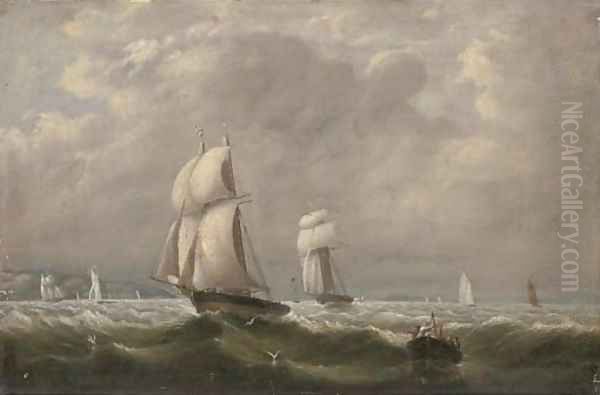Sailing match by schooners of the Royal Yacht Squadron 23rd August 1837, Dolphin in advance of Menai - view 1