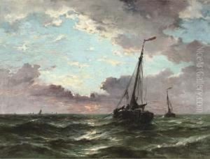Botters Heading Out To Open Sea by Jan Van Der Linde