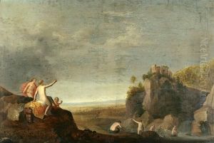 Diana And Attendants Bathing by Dirck Van Der Lisse