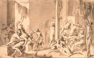 Uninhibited Gathering In A Bath House. Uninhibited Gathering In A Bath House.