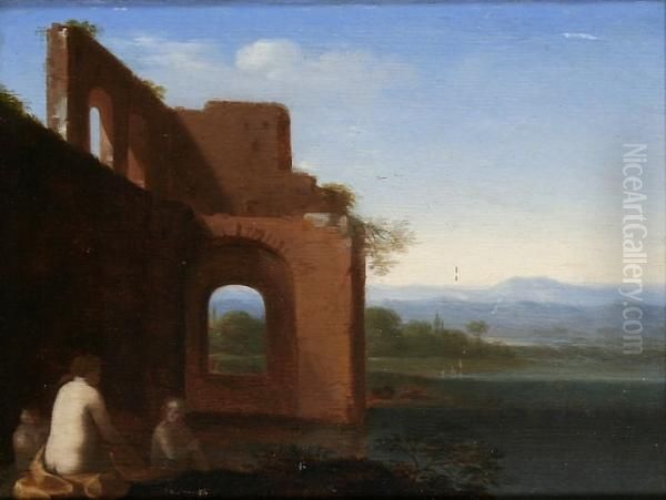 Landscape With Nymphs Bathing By Classical Ruins - view 1