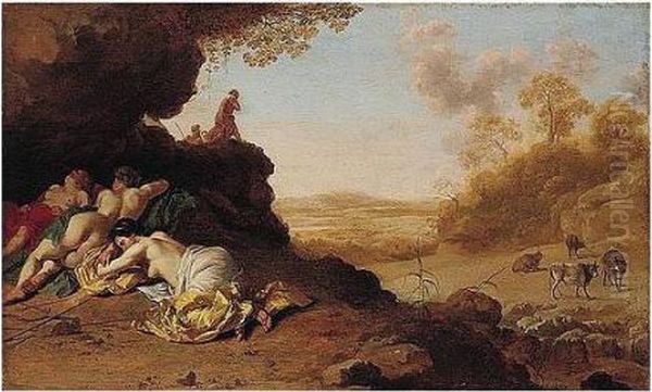 A Classical Roman Landscape With Nymphs Sleeping - view 1