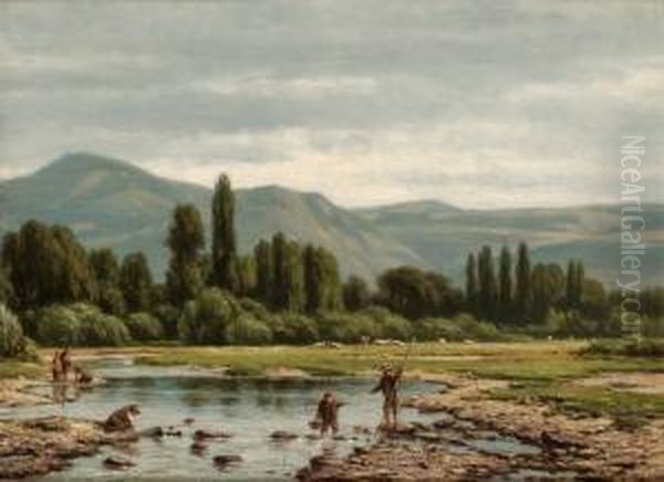 Bergslandskap Med Figurer - view 1