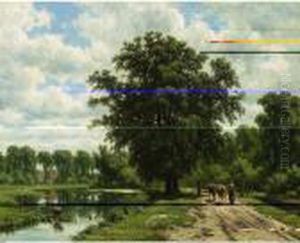 A Summer Landscape With A Peasant Woman On A Sandy Track