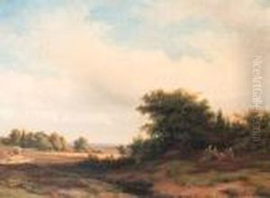 Summer Landscape With Peasants Resting At The Edge Of A Wood
