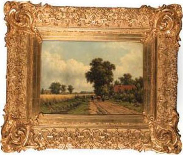 A Peasantwoman Driving Cows On A Country Road - view 1