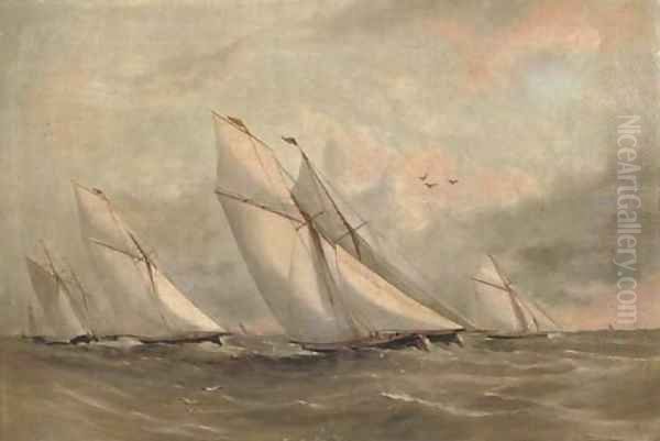 Racing cutters beating to windward - view 1