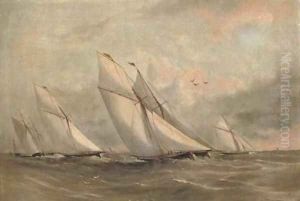 Racing cutters beating to windward by Arthur Wellington Fowles