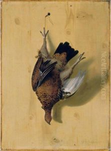 Still Life Of A French Partridge Hanging From A Nail