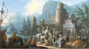 A Capriccio View Of A Levant Harbour With Travellers