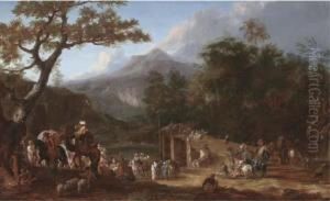 A Turkish Caravan In An Extensive Mountainous Landscape