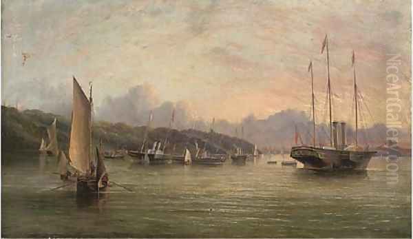 The flotilla of Royal Yachts lying in Osborne Bay prior to Queen Victoria's departure for France in August, 1855 - view 1