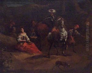 Rest During The Stag Hunt by Jean Baptist Van Der Meiren