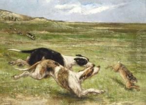 La Chasse Au Lievre A Kalmpthout (1873) by Edmond Van Der Meulen