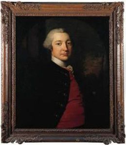 Portrait Of A Gentleman, Half 
Length, In A Blue Jacket With A Redwaistcoat, Signed And Dated 'van Der 
Myn 1755' (lower Left)
