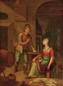 A Fisherman Presenting A Shell To A Maid
