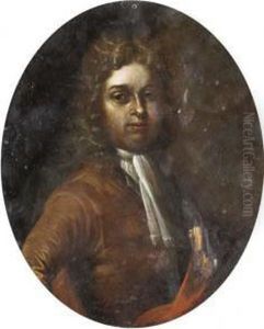 Portrait Of A Gentleman, Half-length, In A Brown Coat by Heroman Van Der Mijn