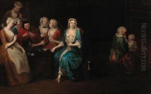 Ladies Taking Tea In An Interior - view 1