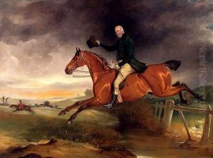 Mr George Marriott On His Bay Hunter Taking A Fence by John Jnr. Ferneley