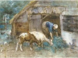 Feeding The Goats by Willem Van Der Nat