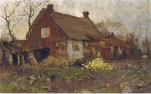 Achter De Boerderij: Behind A Farm by Willem Van Der Nat