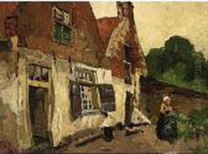 A Peasant Woman Near A Farmhouse by Willem Van Der Nat