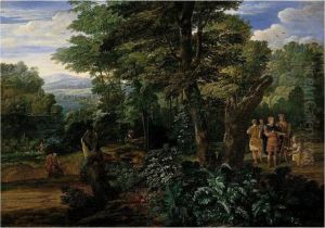 A Wooded River Landscape With Semiramis Receiving The Crown Of The King Of Assyria by Eglon Hendrick Van Der Neer