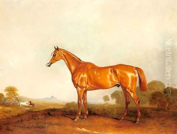 A Golden Chestnut Hunter in a Landscape - view 1