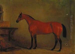A bay hunter in a stable by John Jnr. Ferneley