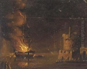 A Ship On Fire, By Night