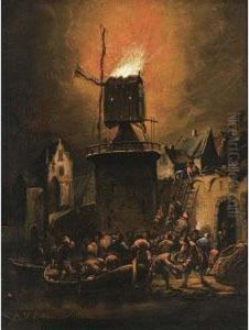 A Burning Mill At Night A Burning Mill At Night
