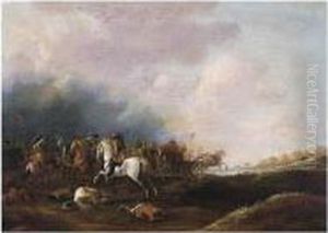 A Cavalry Skirmish by Jan Jacobsz. Van Der Stoffe