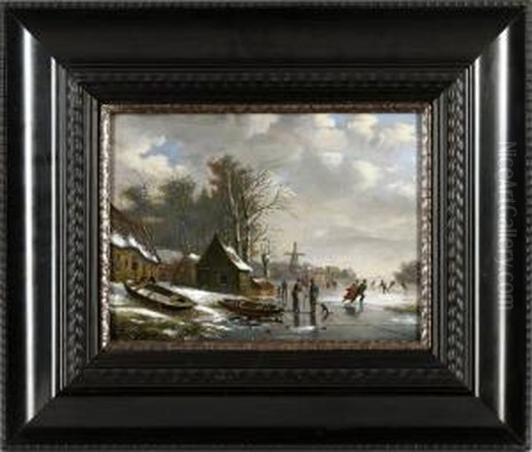 Eisvergnugen Auf Einem Zugefrorenen Flus - view 1