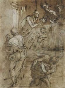 Scene D'obole by Jan van der Straet