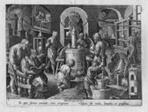 Distillatio; Hyacum Et Lues Venerea by Jan van der Straet