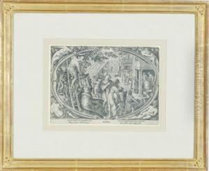 Autumnus (grape Harvest And Wine Making); And Six Variousprints by Jan van der Straet
