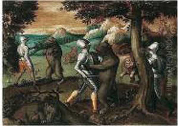 A Bear Hunt In A Mountainous Landscape - view 1