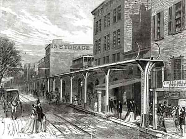 Elevated Railway in Greenwich Street New York - view 1
