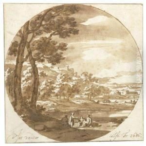 Figures Resting In An Italianate Landscape by Jacob Van Der Ulft