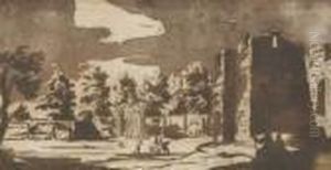 Mur D'une Ville En Italie, Ruines Antiques Et Promeneurs