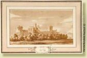 Paysage Italien Au Chateau, Encre Et Lavis Surpapier
