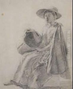 Dutch Peasant Girl Seated With Basket