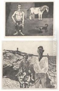 'circus', 'strandgezicht' by Petrus van der Velden