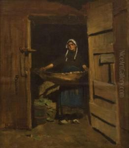 Dutch Peasant Girl With Basket by Petrus van der Velden