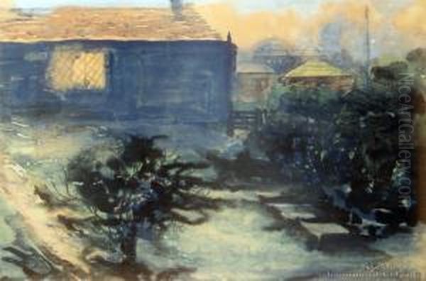 Village Scene At Twilight - view 1