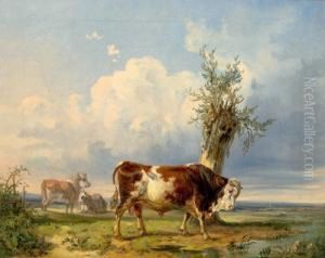 Kuhe Auf Der Weide by Adolf van der Venne