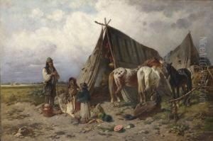 Zigeunerlager In Der
Puszta. by Adolf van der Venne