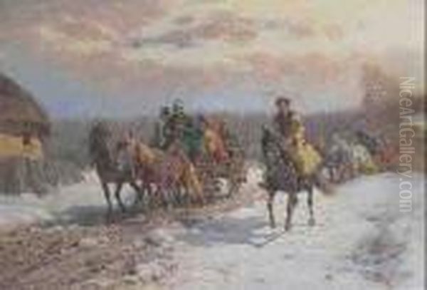 Pferdegespanne In Winterlandschaft - view 1