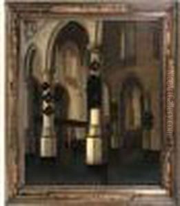 " Interieur D'eglise Avec Des Personnages " (vue Probable De
L'interieur De La Vieille Eglise De Delft) by Hendrick Van Vliet
